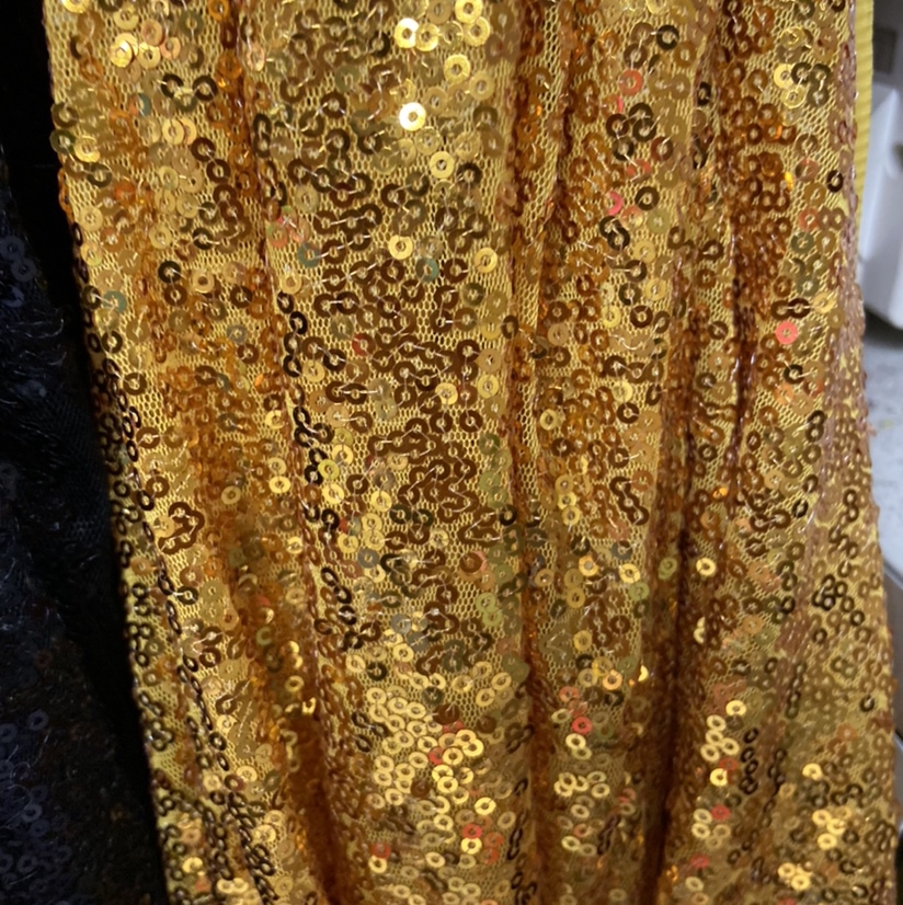 金色亮片厂家直销定制满幅珠片亮片布料面料亮片珠片绣花布网布网纱布料国潮图