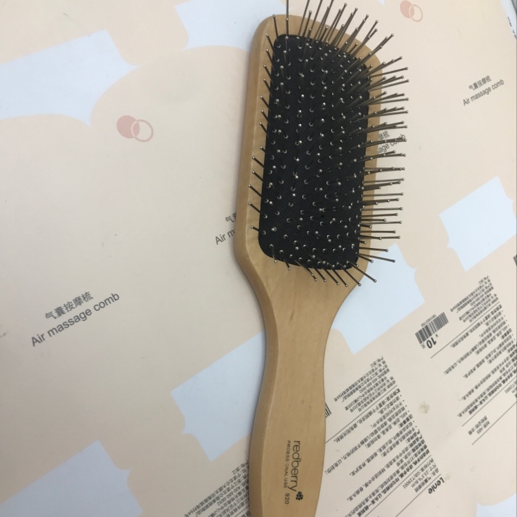 Anti-static steel needle wig comb in natural wood color Specification image