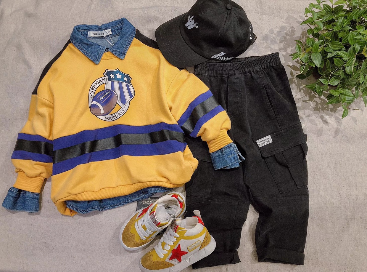 Korean version yellow long-sleeved sweatshirt