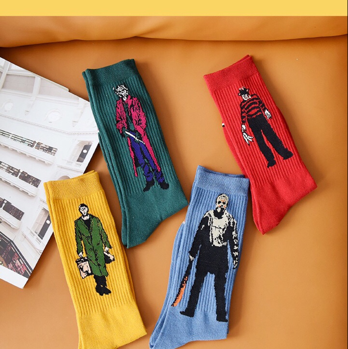MOXIAO's new movie "The Killer Is Not So Cold" men's mid-calf jacquard sports socks