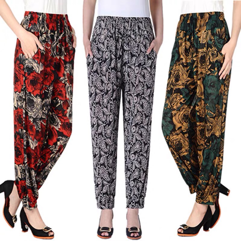 2020 plaid trousers for women Spring and Autumn and middle aged and elderly women high waist straight casual trousers for Mothers Autumn and winter loose long trousers 6 thumbnail