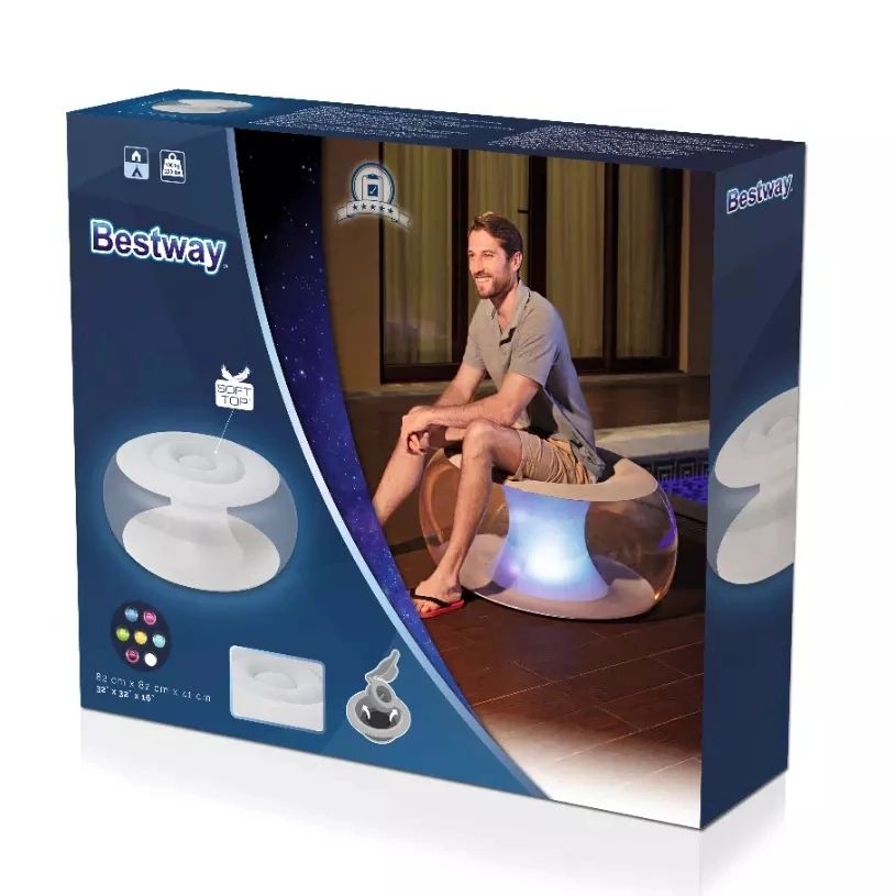 Inflatable furniture living room modern sofa chair with built-in LED light strips, 7 available colors air sofa detail image 6