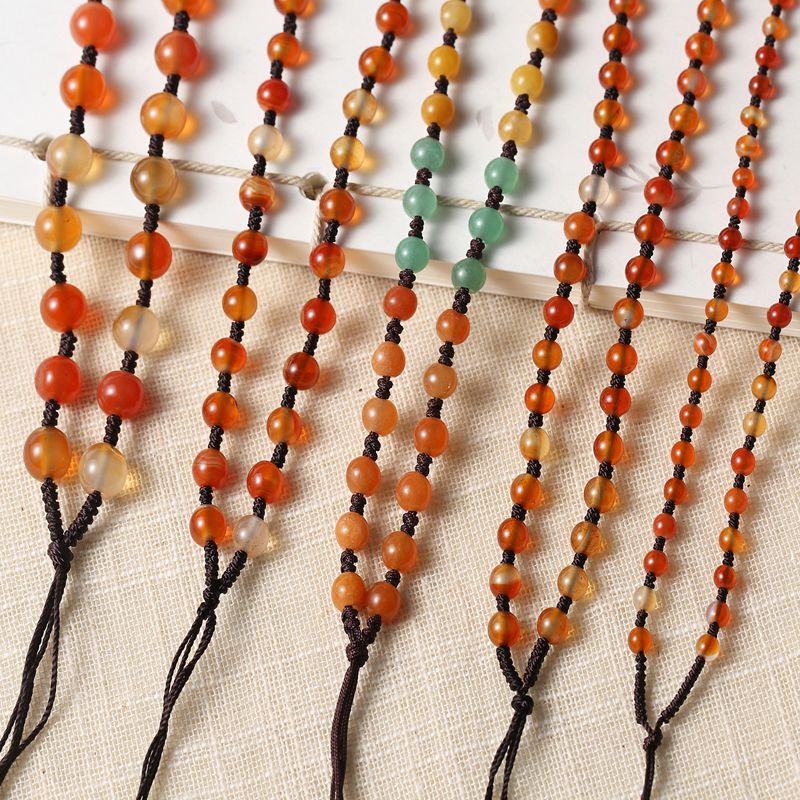 4-millimeter red agate hand-woven necklace rope detail image 6