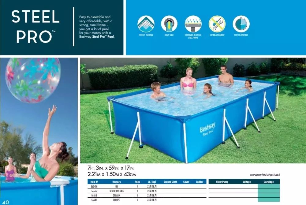 High-quality portable home swimming pool 56424 steel frame large-capacity swimming pool, swimming pool with filter pump detail image 6