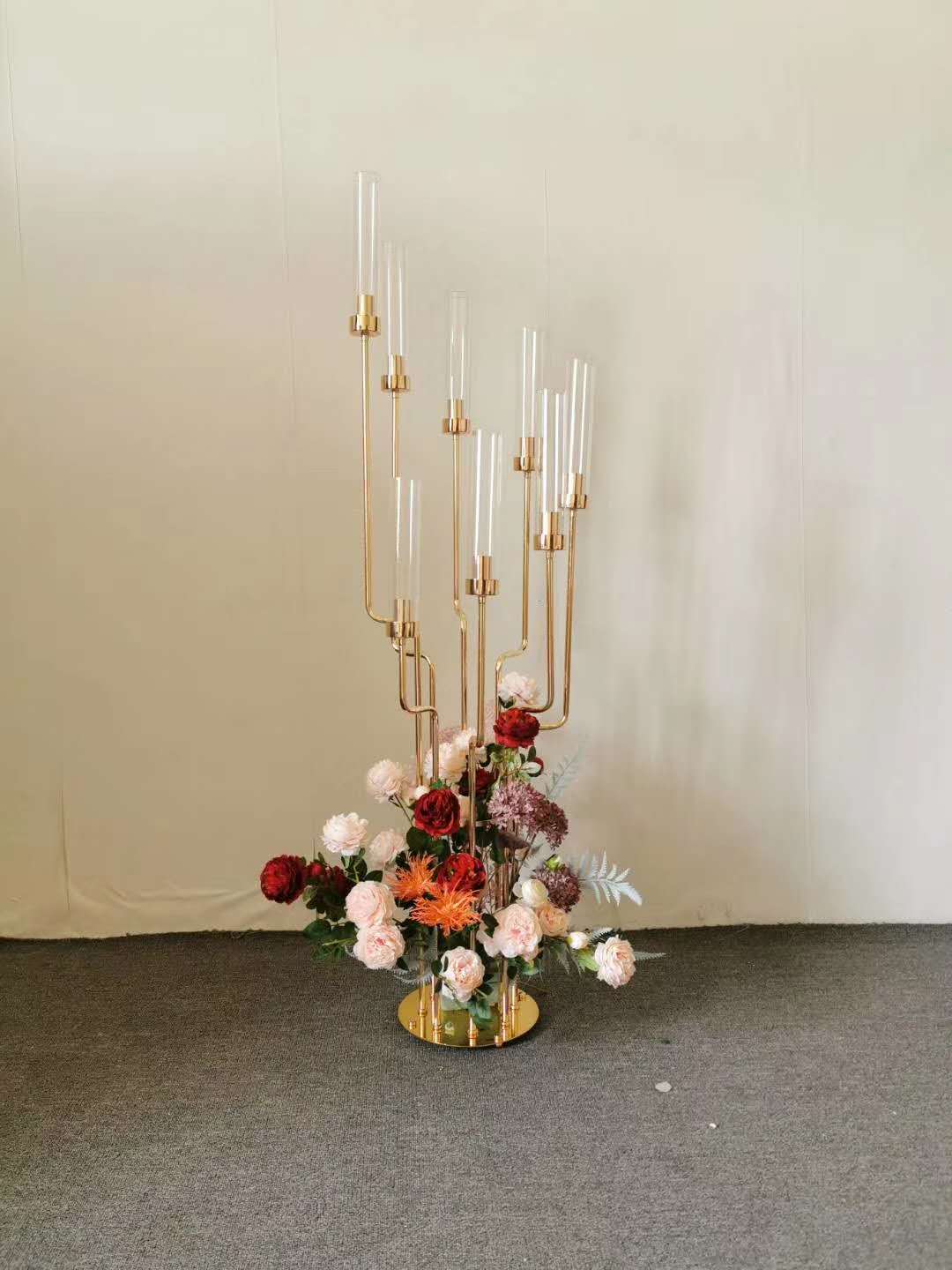 Yifan Craft Metal candlestick 8-head trapezoidal step height detail image 1