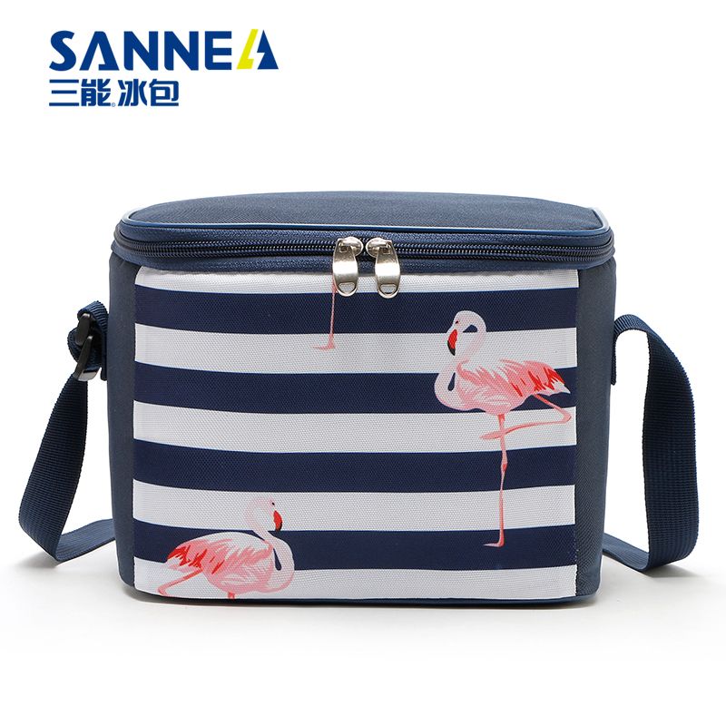 Amazon lunch pack, aluminum foil cartoon fresh-keeping bag, Oxford insulated bag, striped hand-held portable picnic insulated ice pack details Picture