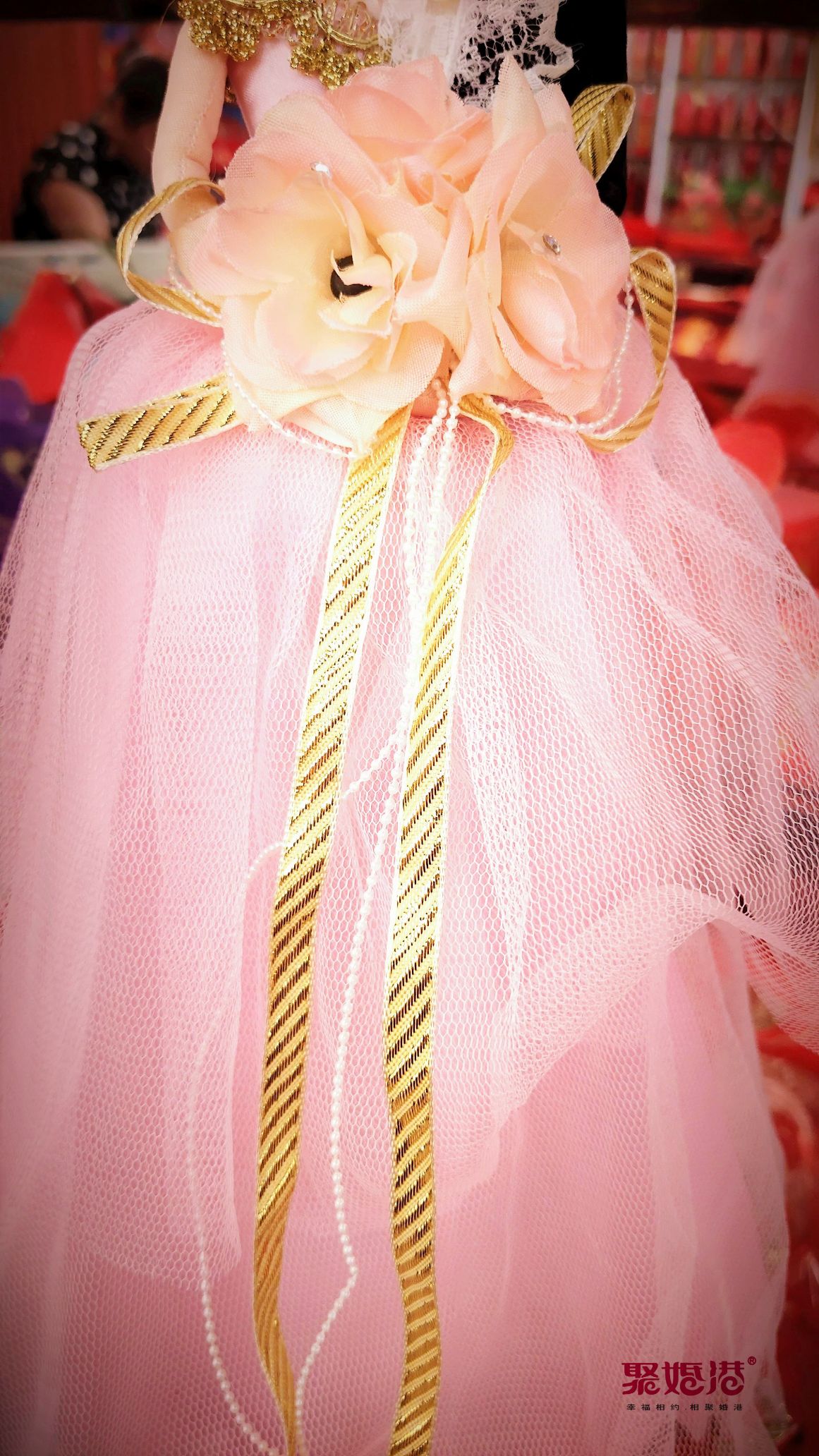 粉色系列 韩式布艺婚庆压床娃娃 纯手工缝制