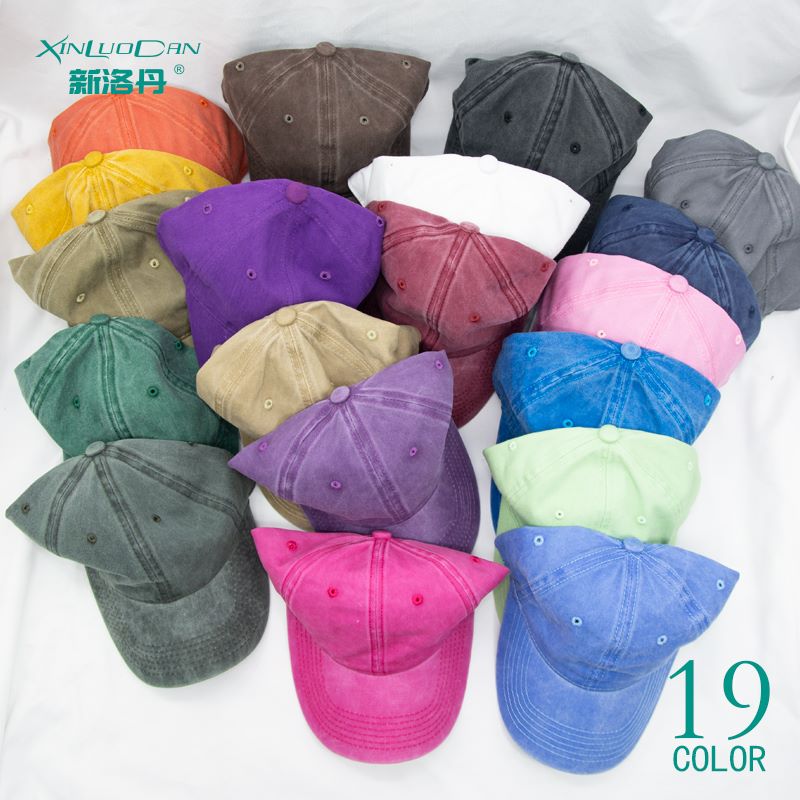 Spot Korean Version Of High-End Washed Male Cap Pure Cotton Solid Color Female Light Plate Hat Embroidery Printed Custom Baseball Cap full figure