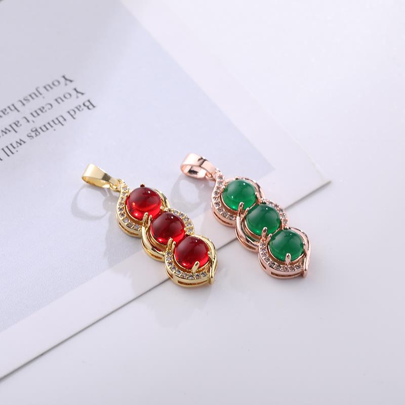 Kuaishou's best-selling green bean pendant, white chalcedony silver high ice red rose agate lucky bean inlaid, factory direct sale Application Scenario