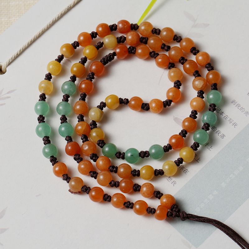 Hand-woven necklace string with peacock color agate detail image 4