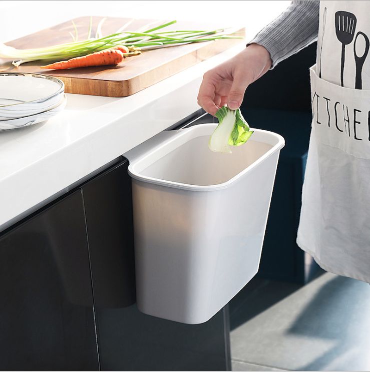 Household trash bucket No cover square hanging storage bucket cabinet door hanging garbage bin classification plastic