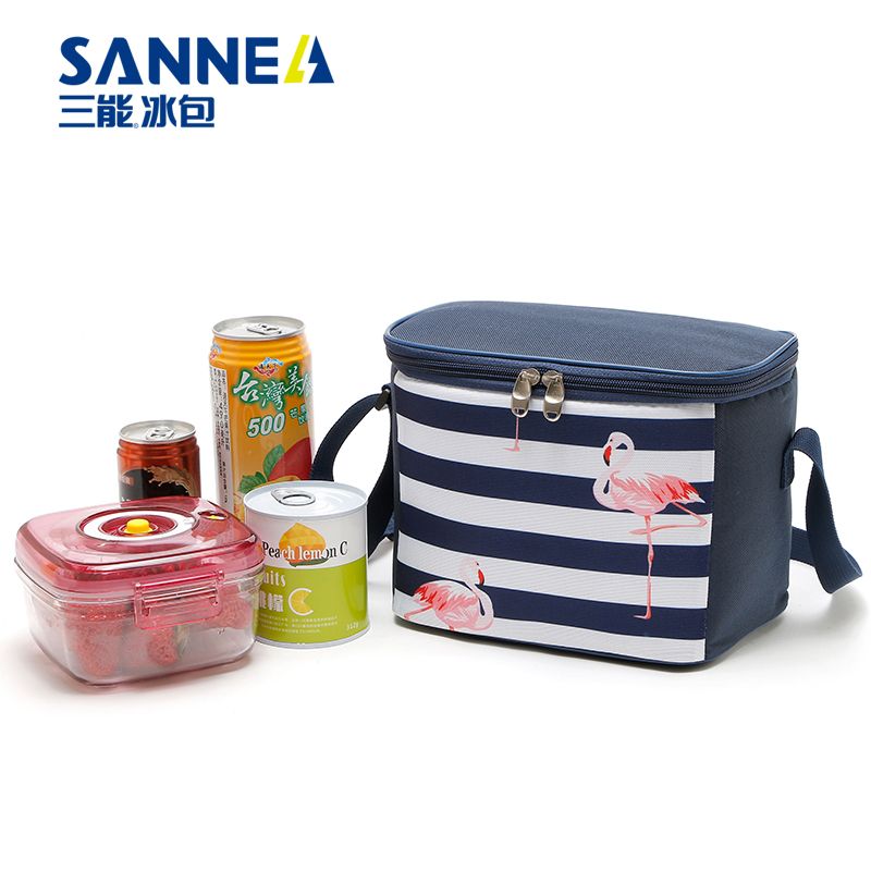Amazon lunch pack, aluminum foil cartoon fresh-keeping bag, Oxford insulated bag, striped hand-held portable picnic insulated ice pack