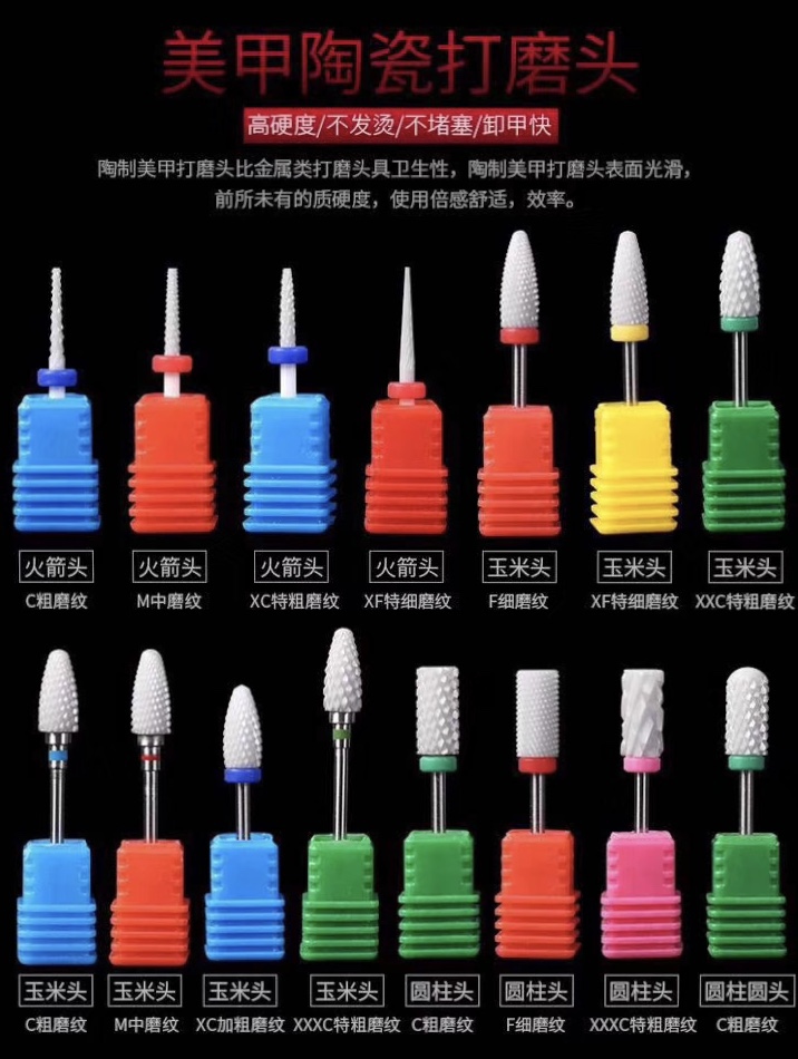 Ceramic nail polish grinding head, Russian-style grinding head details Picture