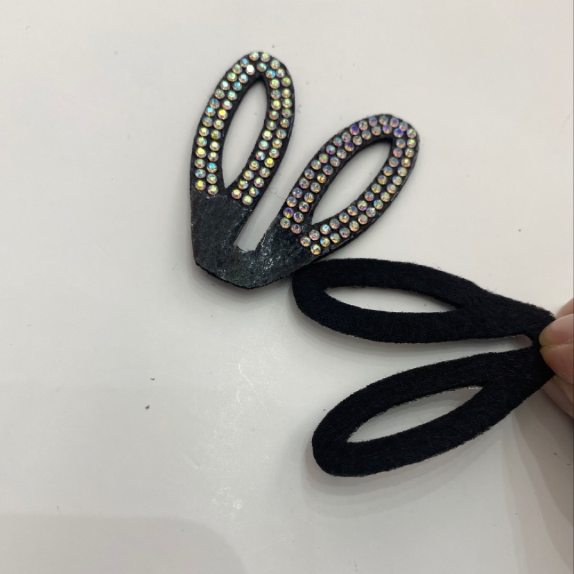 diy hair accessory semi-finished product with hollowed-out large rabbit ears ultrasonic embossed patch, hollowed-out large rabbit ears ultrasonic embossed patch d Specification image