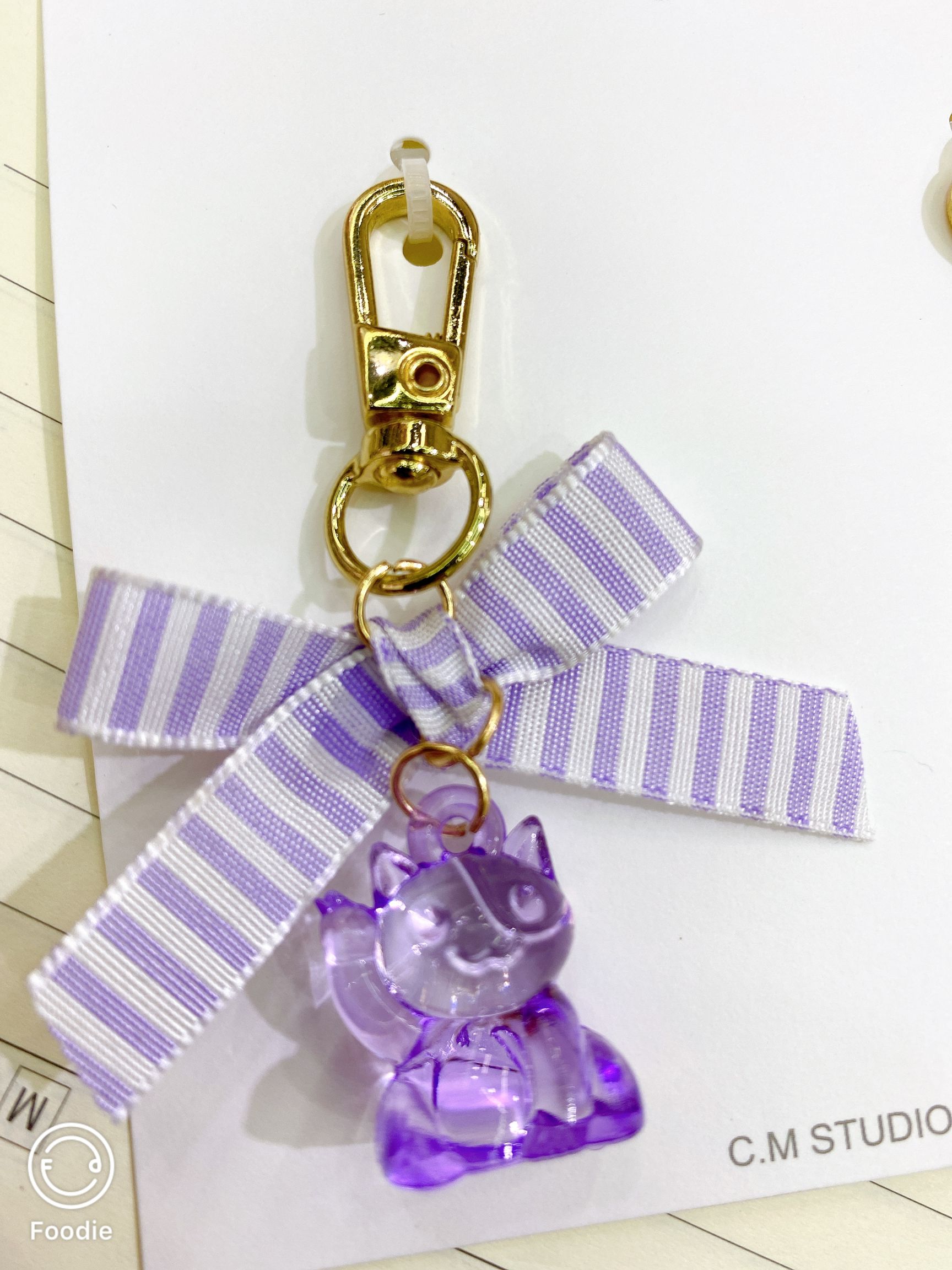 Chen Ming jewelry DIY purple fortune cat key chain