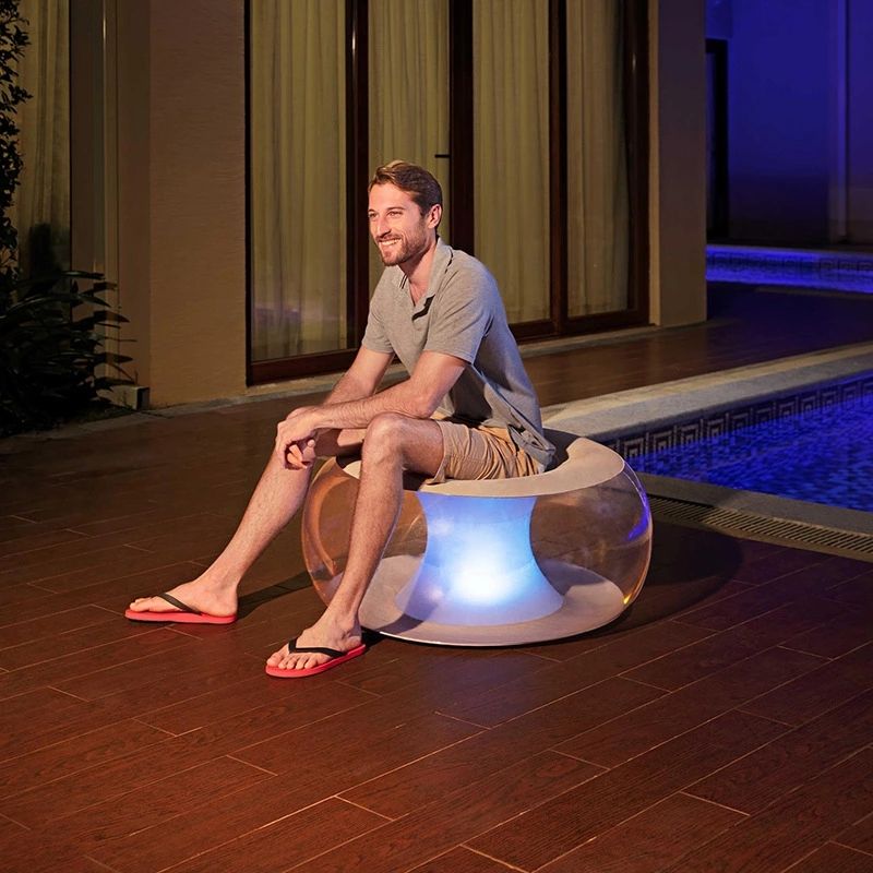 Inflatable furniture living room modern sofa chair with built-in LED light strips, 7 available colors air sofa details Picture