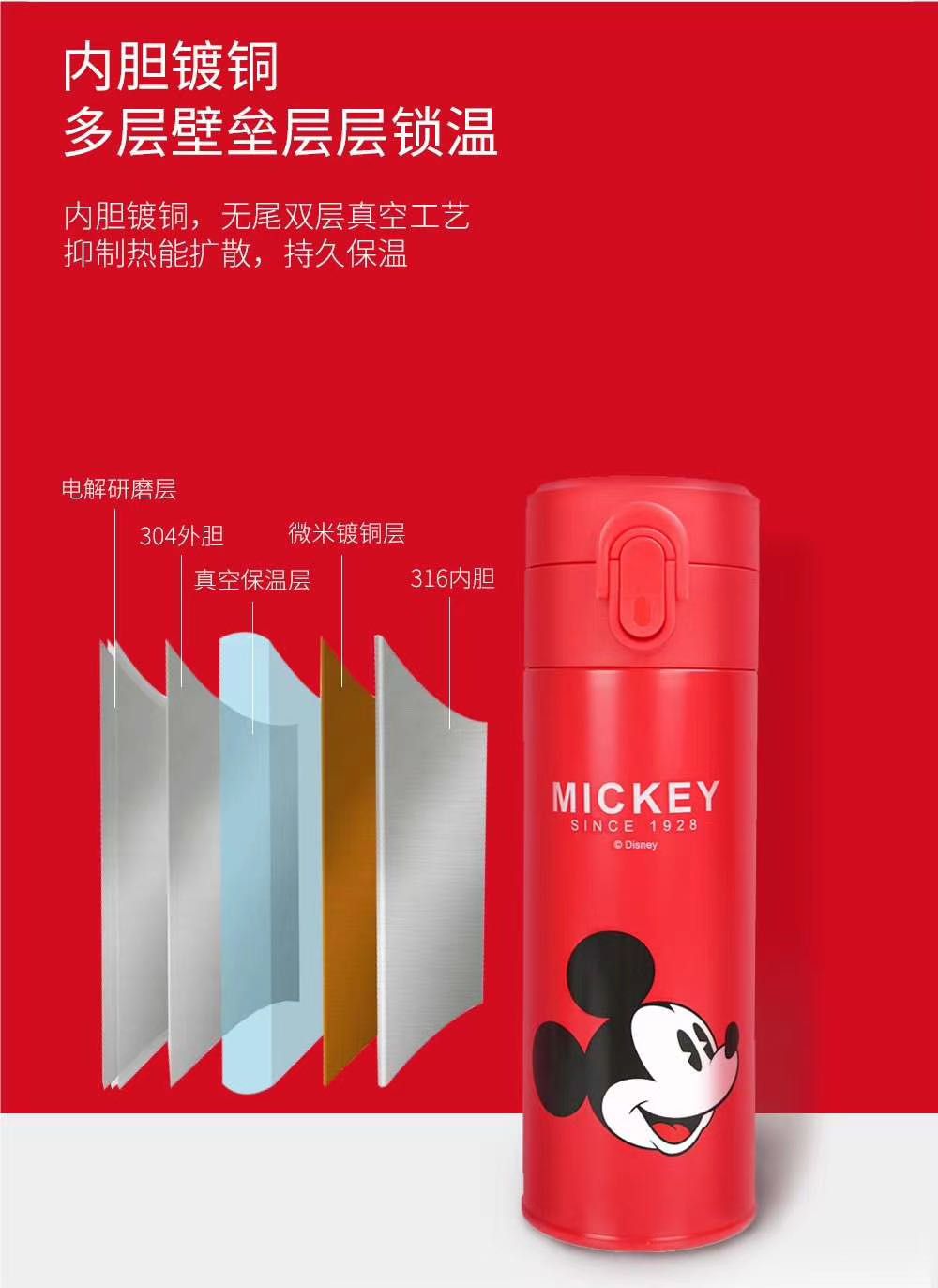 316材质米奇弹盖真空保温杯详情图9