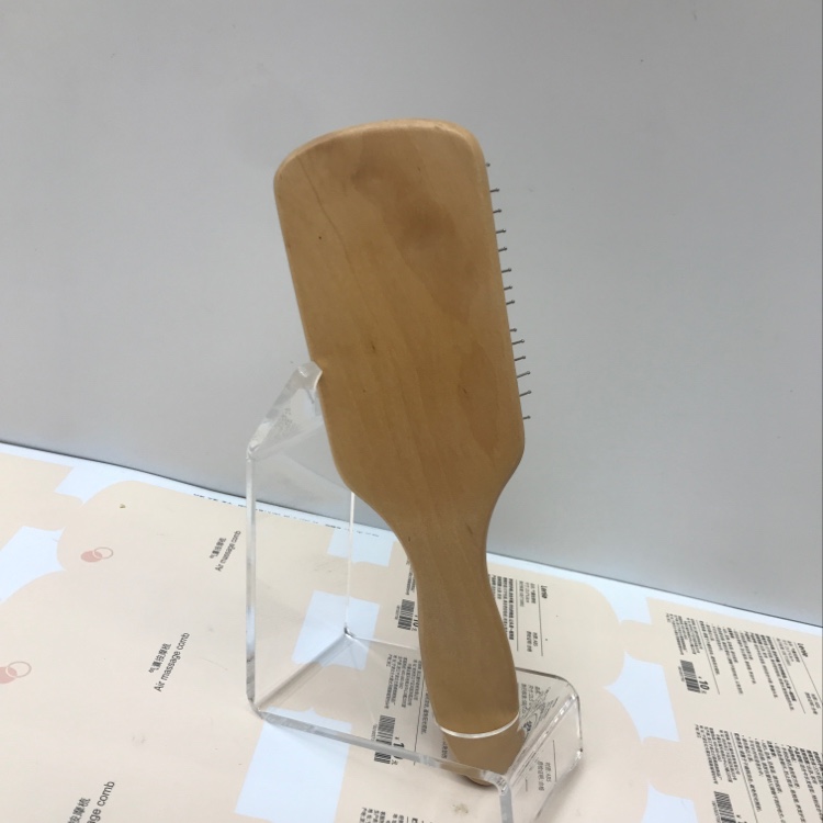 Anti-static steel needle wig comb in natural wood color Item Picture