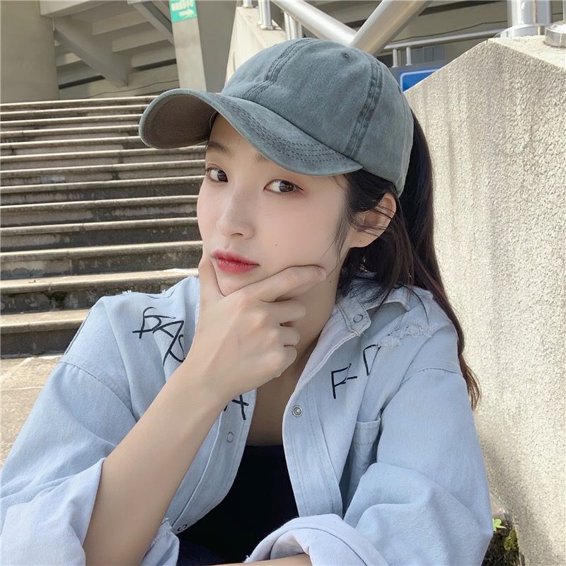 Washed Ponytail Baseball Cap Custom Logo Do Old Foreign Trade Hat Embroidery Solid Color Duck Cap Custom Open Ponytail Cap Item Picture