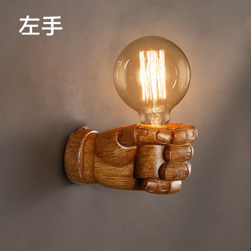 Nordic creative corridor stair bar lamp retro industrial restaurant bar resin fist art wall lamp