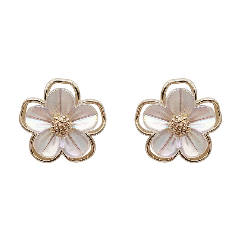 Korean cute and fresh flower stud S925 silver needle style, elegant and versatile commuter earrings for girls, pomelo ear undefined