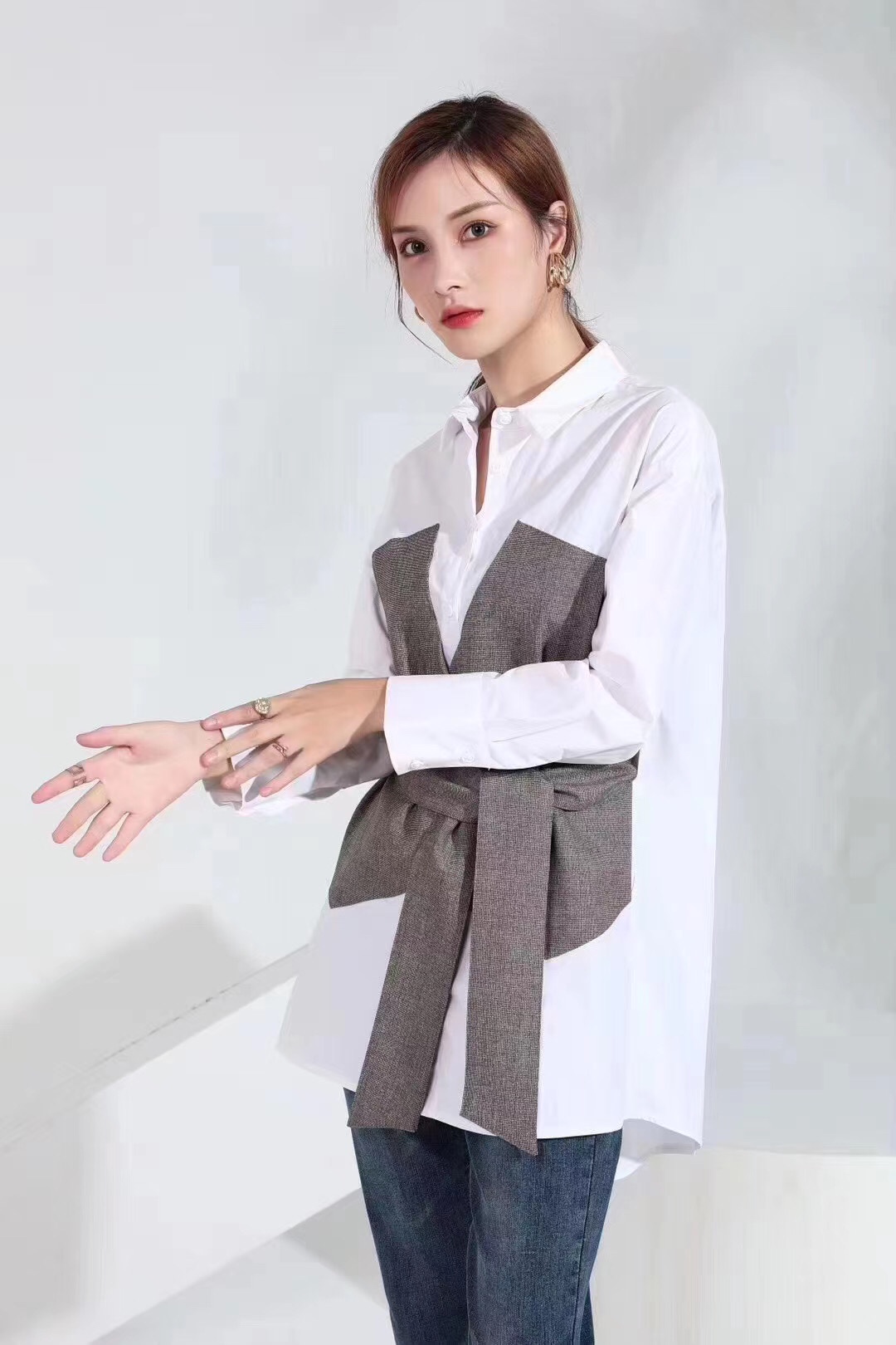 Jimmy Seio 2020 Autumn Collection New Korean-style fashionable mid-length shirt details Picture
