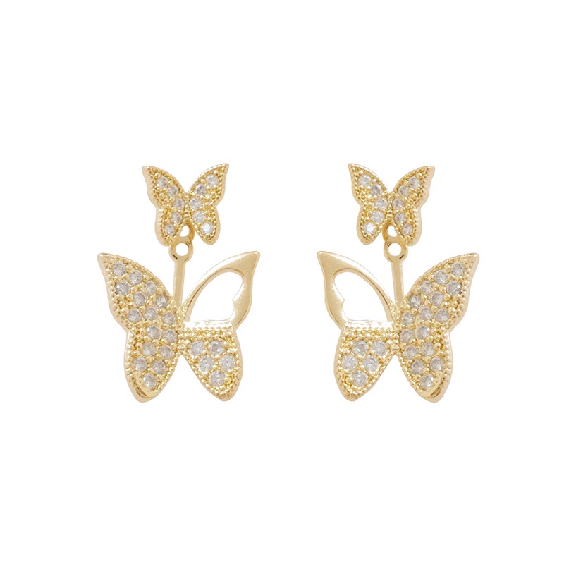 A pair of 925 silver stud earrings with a gentle and ethereal charm, exquisitely small and diamond-encrusted butterfly-shaped fashionable ins earrings for women undefined