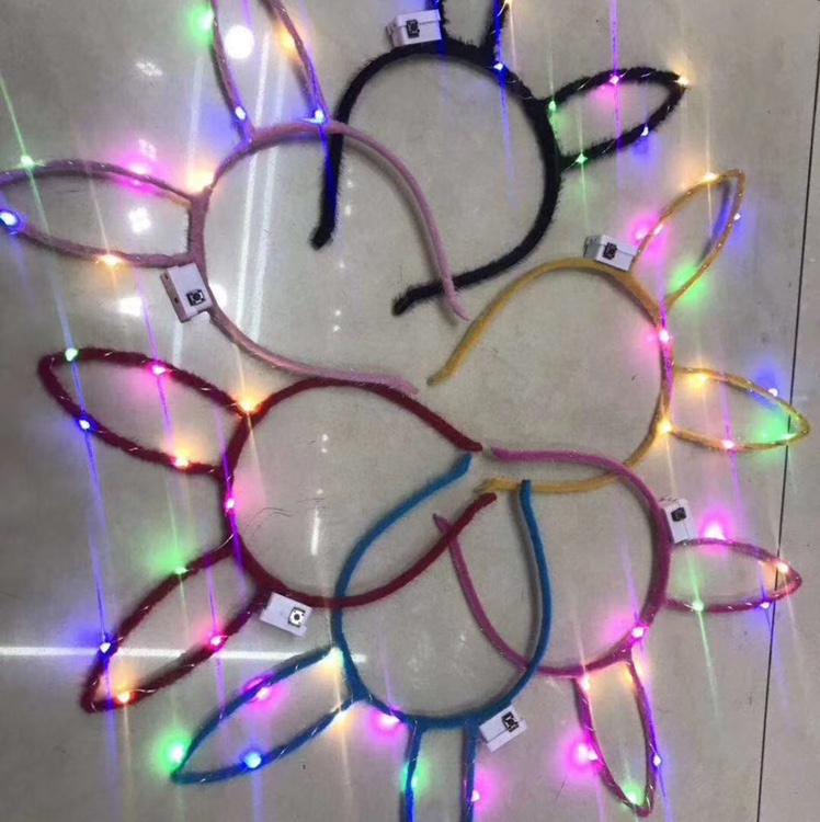 发光玩具 厂家 发光兔耳朵毛耳朵 发箍 头饰夜市发光兔耳朵儿童头饰玩具批发厂家图