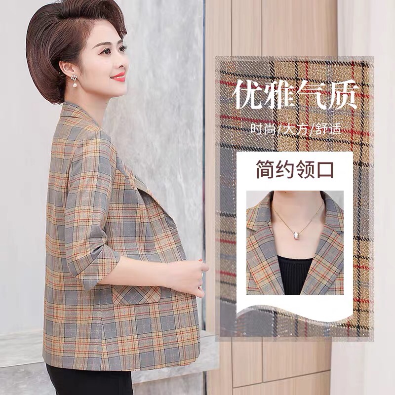 Middle-aged mom stylish top for women 2020 new style two-piece set for middle-aged and elderly summer long-sleeved shirt autumn thin 16