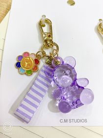 Chen Ming ornaments with a purple tie on a bear key chain