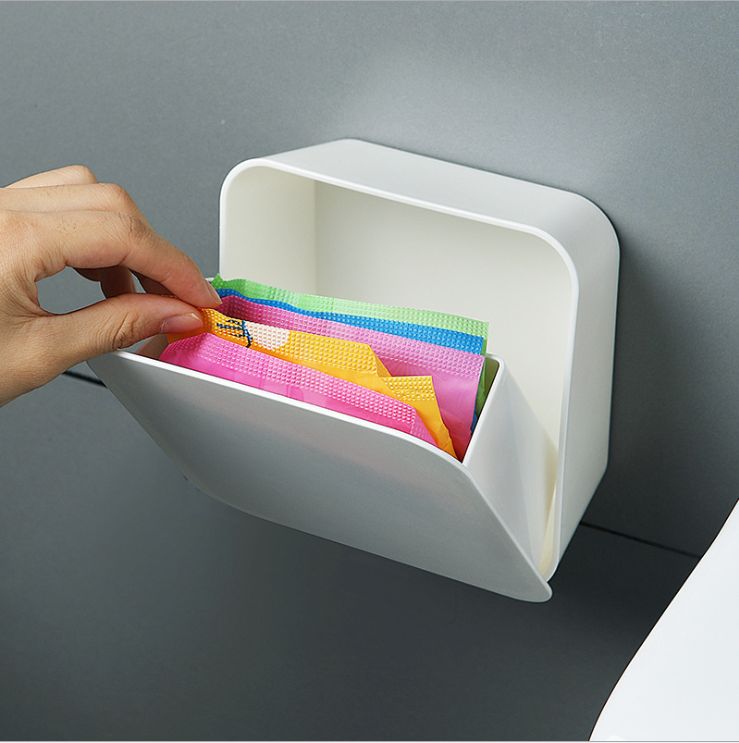 收纳盒 创意棉签收纳盒多功能壁挂式翻盖防尘浴室整理盒塑料大号详情图3