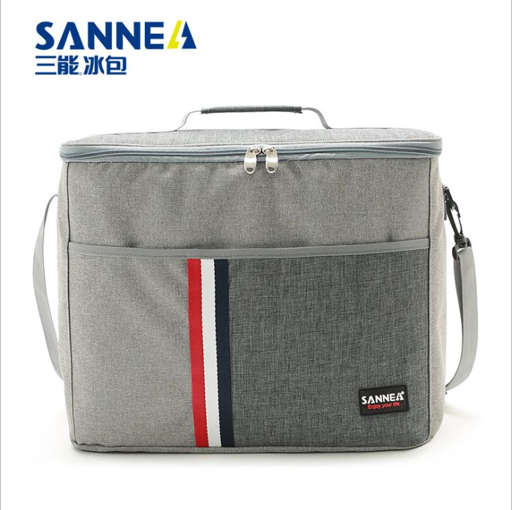 SANNE insulated bag, denim striped bento, lunch box bag, waterproof PEVA lunch bag, outdoor folding fresh-keeping ice pack Specification image