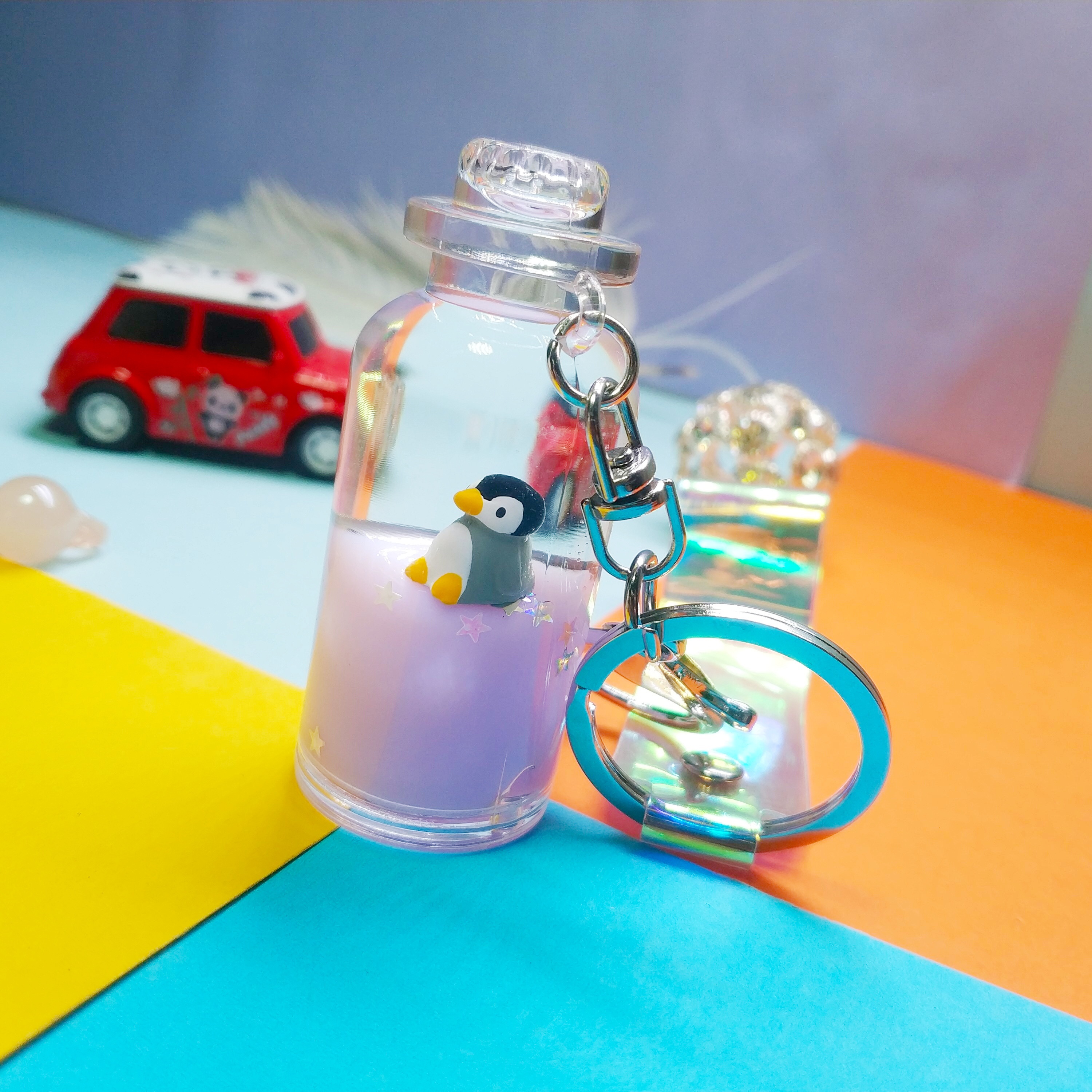 Cute Girl Heart Floating Ocean Doll Key Chain Creative Water World Animal Quicksand Key Chain Bag Pendant undefined