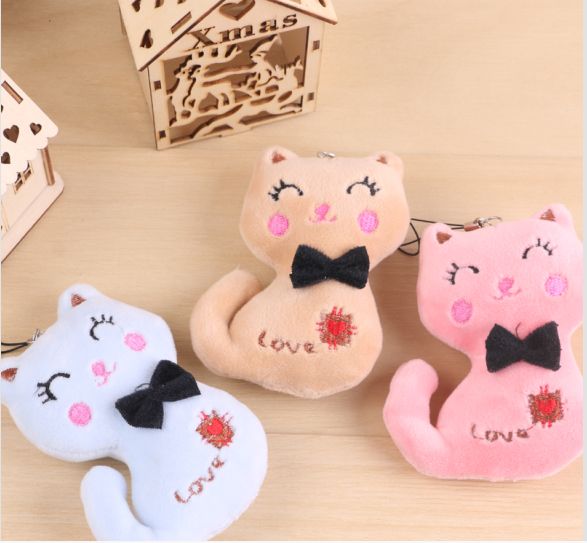 Cute kitten stuffed animals miniature key chain small pendant bags hanging ornaments children dolls wedding gifts