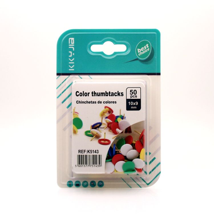 Kaka hardware 5143 Full suction card packaging plastic color thumbtack office stationery supplies thumbnail