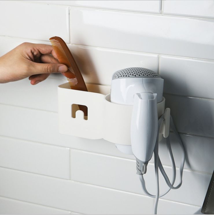 Hairdryer rack multifunctional bathroom without mark and punch rack plastic multipurpose air duct wall storage