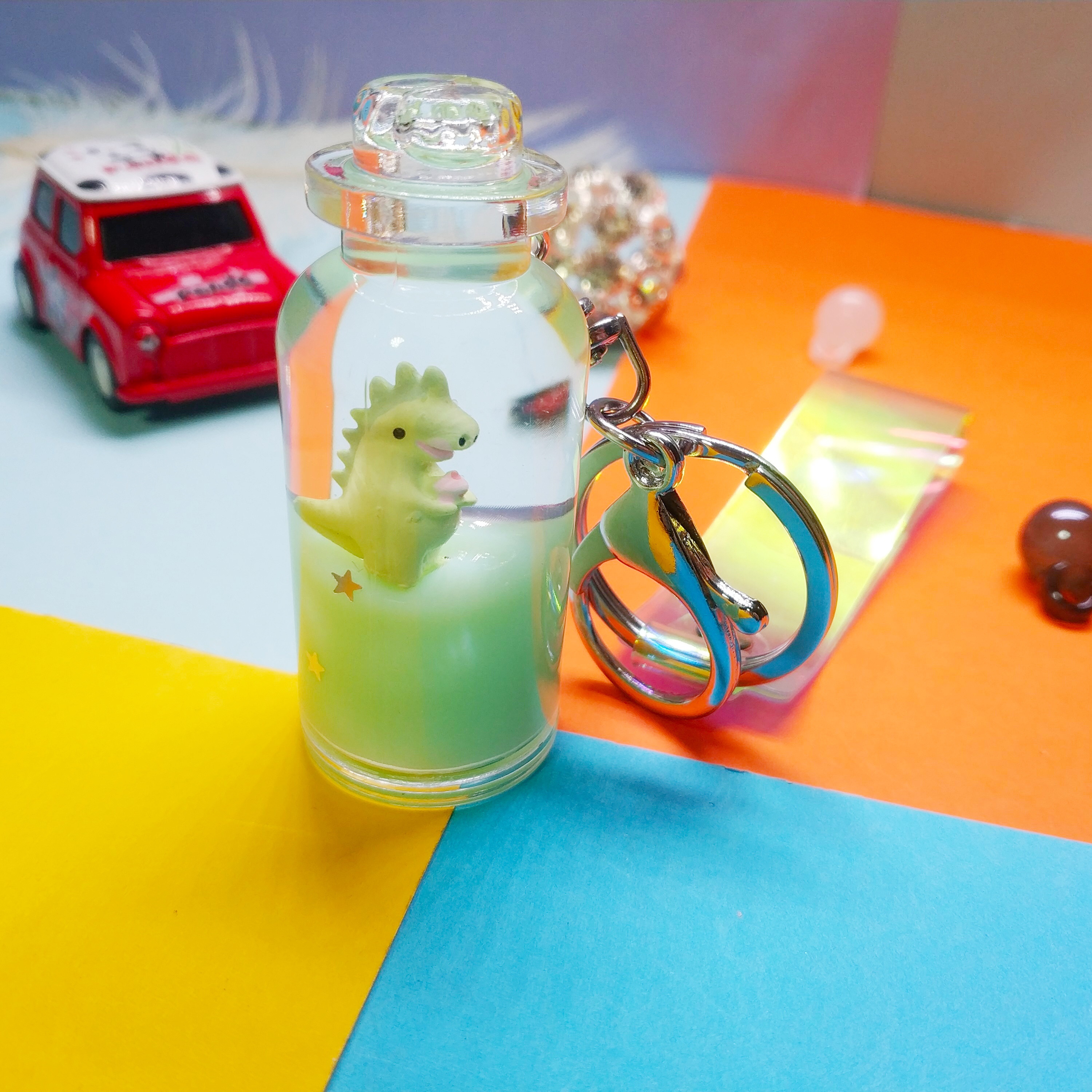 Cute Girl Heart Floating Ocean Doll Key Chain Creative Water World Animal Quicksand Key Chain Bag Pendant undefined