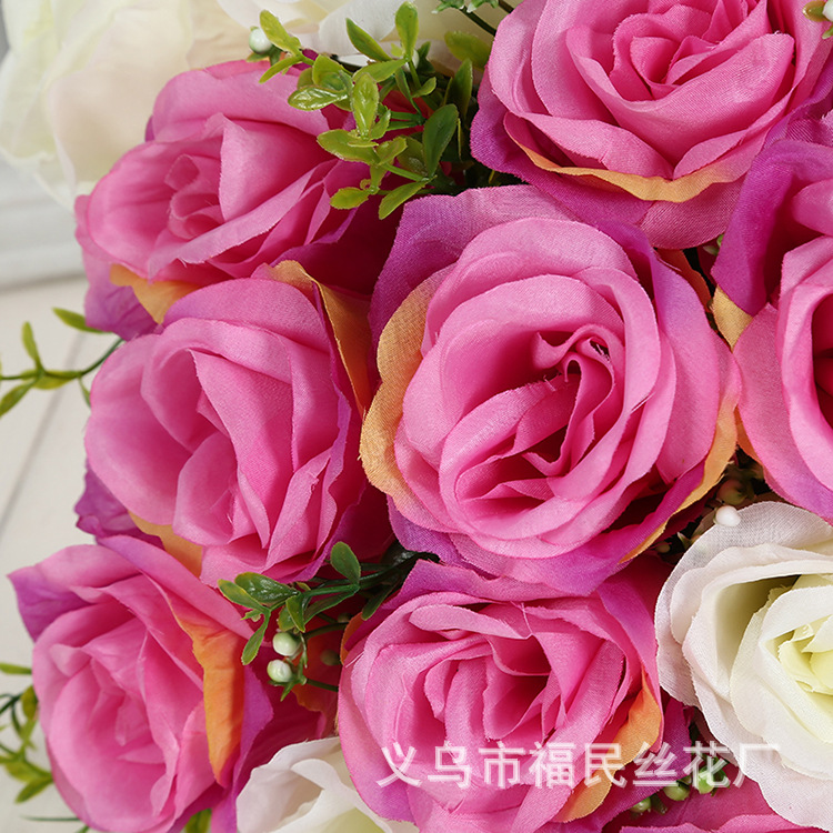 Fumin Silk Flower Factory wholesals artificial flowers, interior decoration silk flowers, wedding bouquets, 24-head rose festive flowers undefined