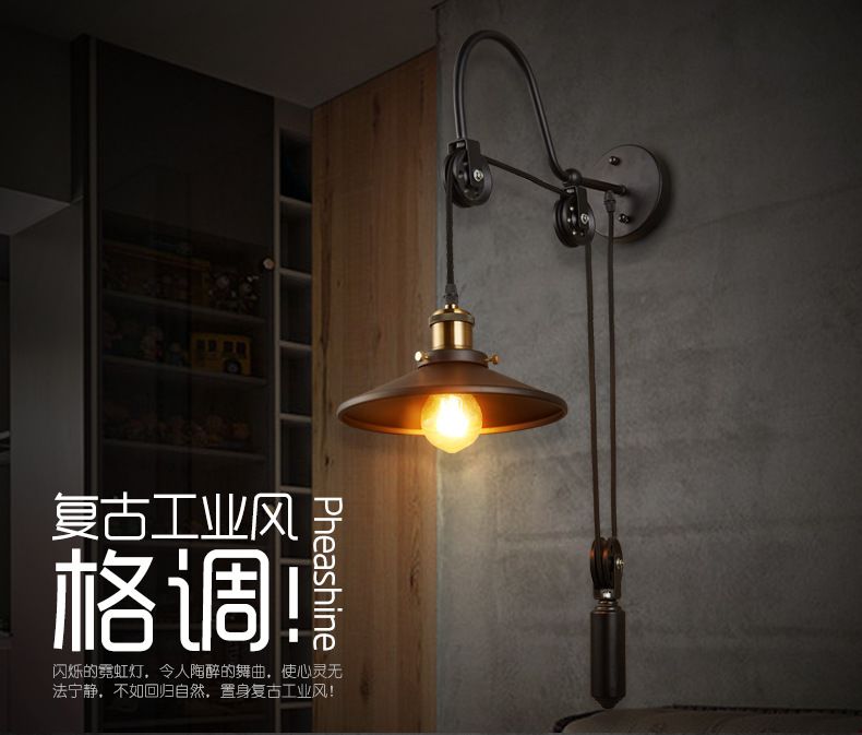 Loft industrial Restaurant Bar clothing store Pull-up wall lamp American retro bar personalized creative lamps