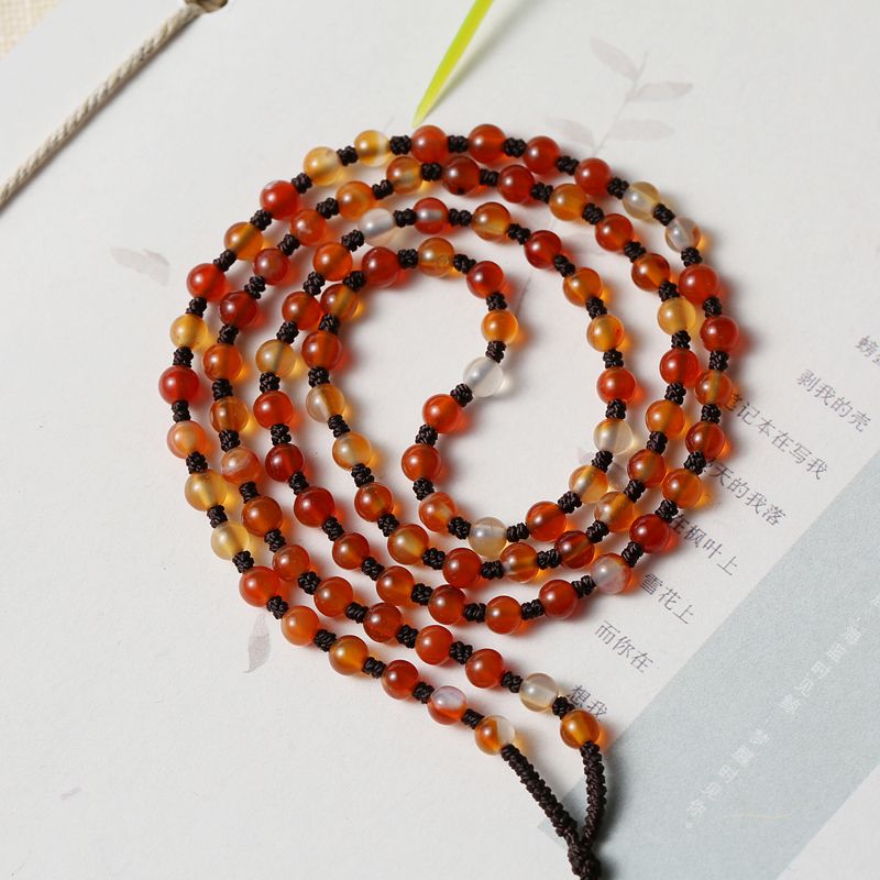 4-millimeter red agate hand-woven necklace rope