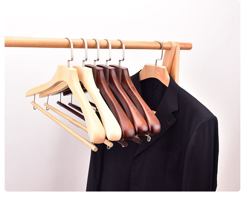 实木衣架 服装店衣挂高档西服榉木无痕衣服撑 成人酒店宽肩衣架子详情图9