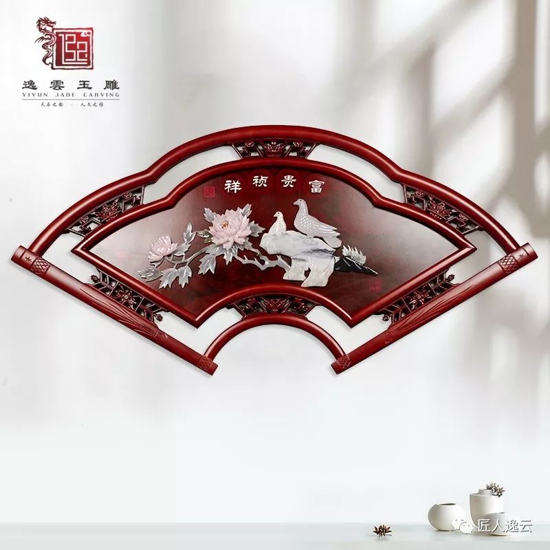 新中式玉雕画立体装饰画扇形餐厅客厅走廊挂画浮雕画壁画详情图1