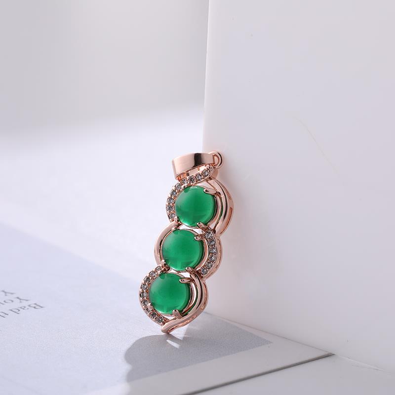Kuaishou's best-selling green bean pendant, white chalcedony silver high ice red rose agate lucky bean inlaid, factory direct sale details Picture