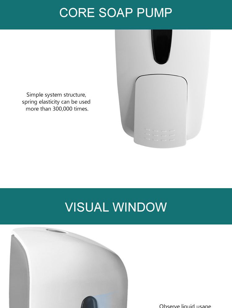 1000ML白色手动塑料皂液挂壁式ABS塑料皂液器皂液洗手器洗手机详情图5