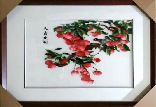 60*85刺绣立体绣实木框客厅书房装饰画详情1