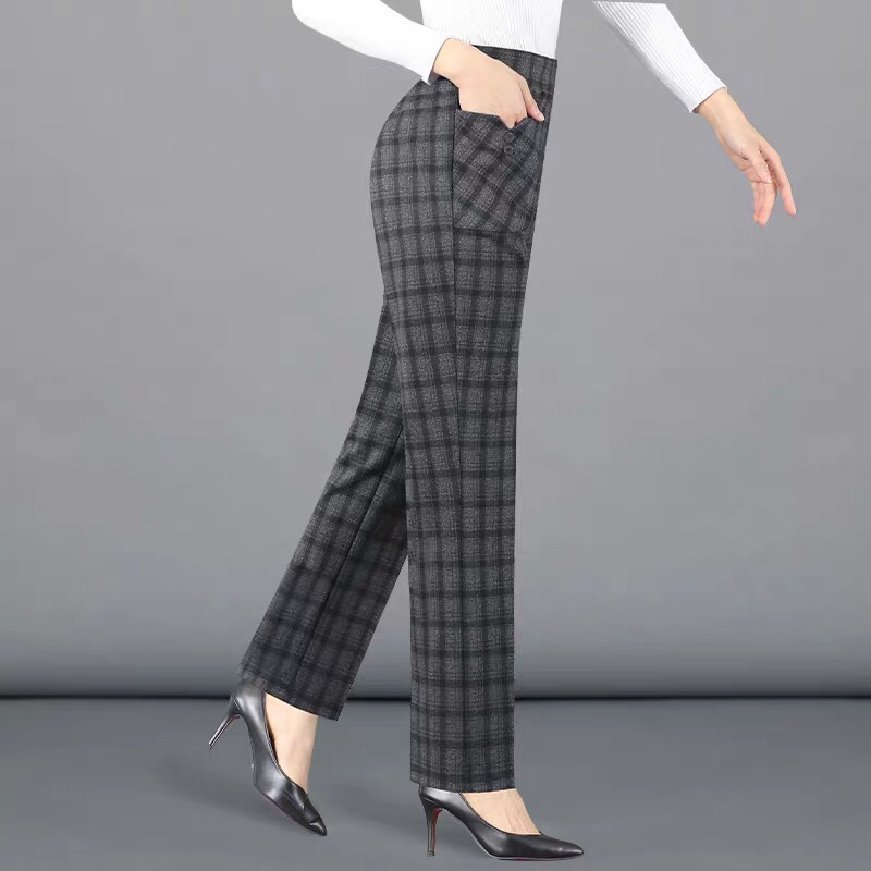 Pantalones de mamá de primavera y otoño de mediana edad de cintura alta corte recto vestidos casuales de mediana edad pantalones de mujer pantalones sueltos de abuelita