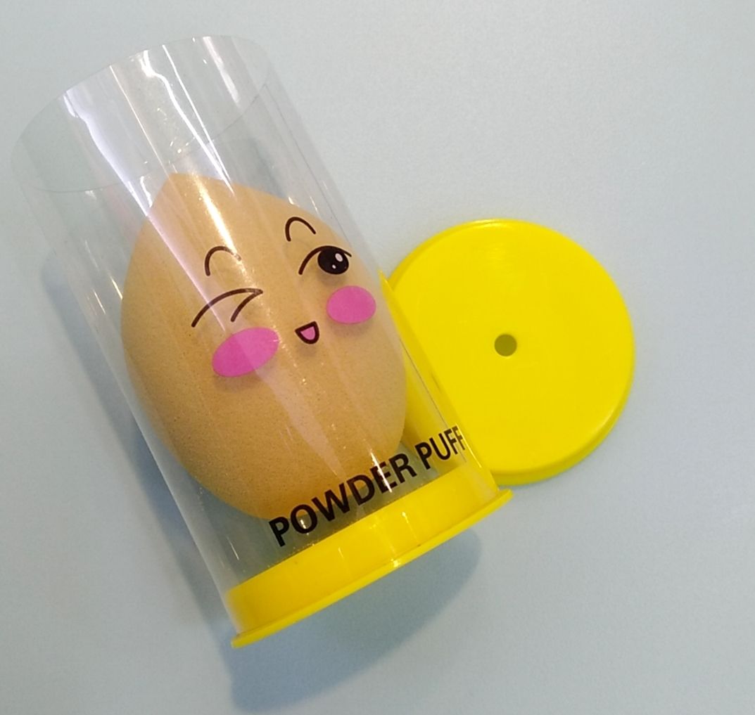 Skin Color Water Drop Powder Puff + Round Bucket Yellow High Quality And Easy To Carry Specification drawing