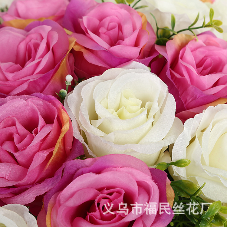 Fumin Silk Flower Factory wholesals artificial flowers, interior decoration silk flowers, wedding bouquets, 24-head rose festive flowers undefined