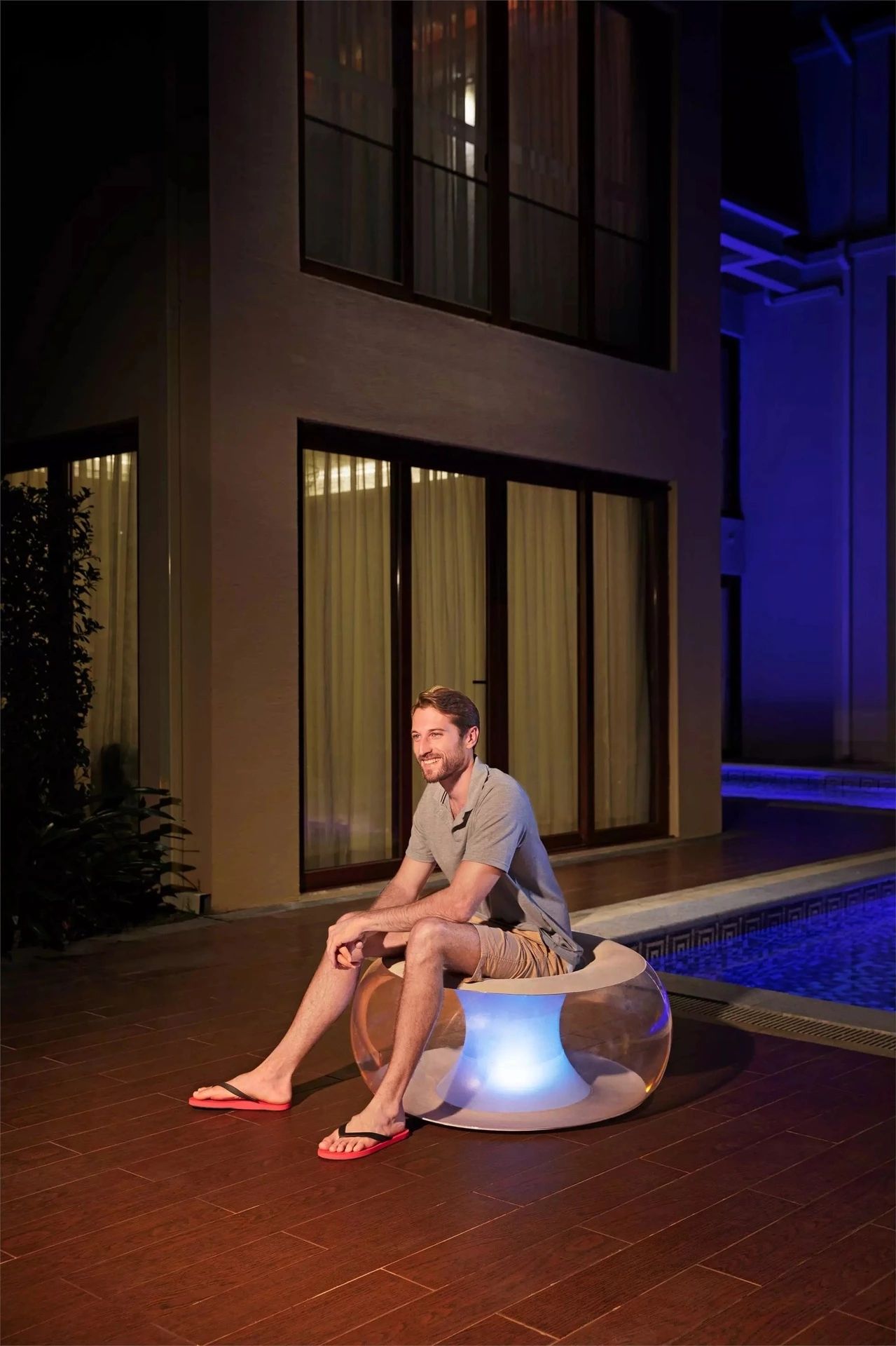 Inflatable furniture living room modern sofa chair with built-in LED light strips, 7 available colors air sofa detail image 4