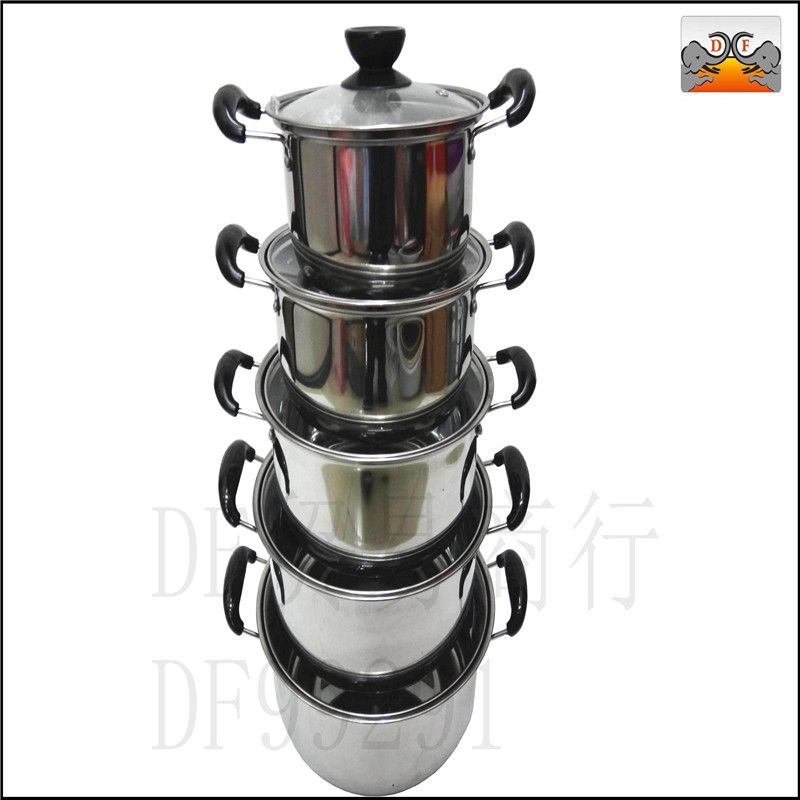 DF99291 Black top bead five-piece set of foreign trade stainless steel pot set 10PCS set of five-piece set of stainless steel pot DF TRADING HOUSE thumbnail